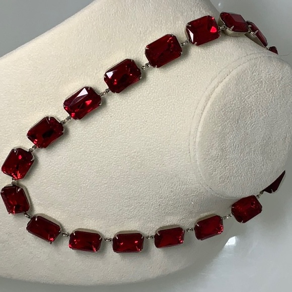 COPY - Ruby Red Statement Necklace and Earring Set - Picture 2 of 10